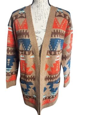 Lucky Brand  Southwestern Print Open Cardigan